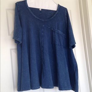 Anthropologie- eri+ali Stone Washed Blue Denim Top